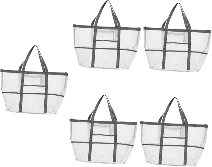 DOITOOL 2pcs Tote Handle Mesh Toy Use Bag Beach Organizer for Organizers Shower Basket Outdoor with Whitex5pcs 59x36cmx5pcs