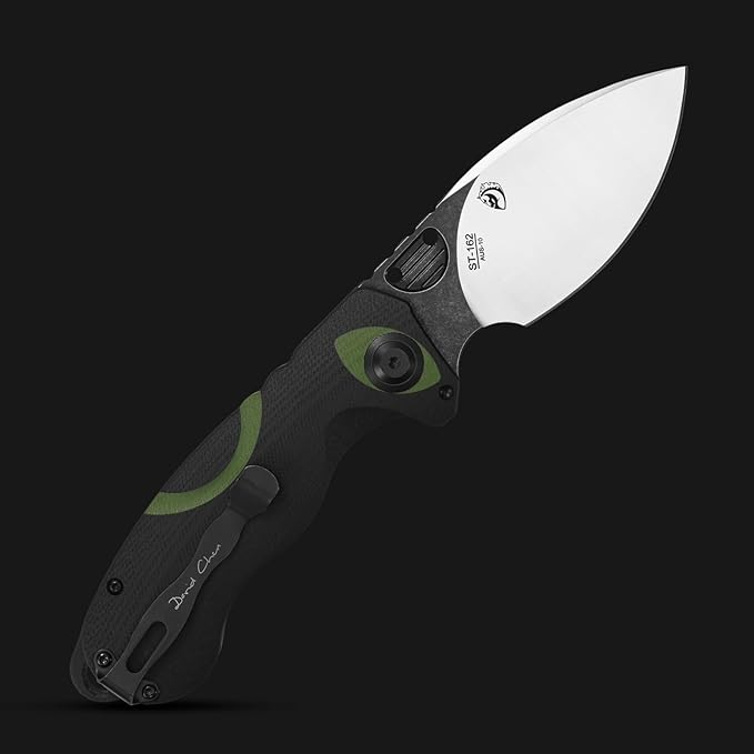 Sitivien ST162 Folding KnifeAUS-10 Steel Blade with G10 Handle Pocket Knife EDC Tool Knife for Outdoor CampingHikingHuntingFishing(Green)