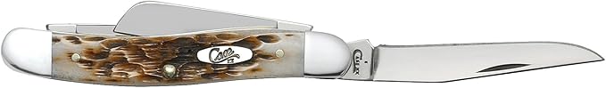 Case XX WR Pocket Knife Medium Stockman With Genuine Bone Handle Stainless Steel Blades Length Closed: 3 5/8 Inches (Amber Bone W/Sharpening Stone)
