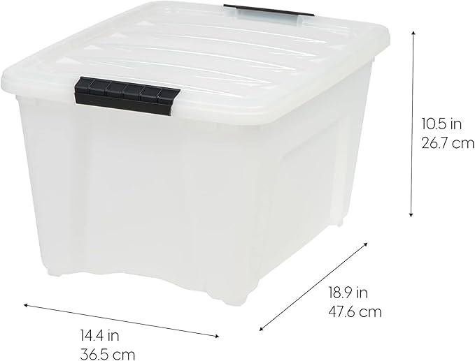 IRIS USA 8 Pack Stackable Storage Bin 32 Quart Plastic Container Totes with Latching Lids for Home and Office Organization Pearl