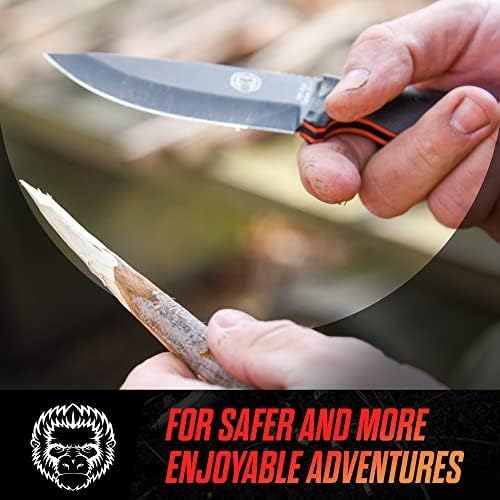 Holtzman's Gorilla Survival Naked Bloodline Full Tang Fixed Blade Survival Knife with Kydex Sheath - Durable and Versatile for Bushcraft Camping and Hiking