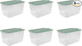 Storage Bin 66 Qt ClearView Latch Storage Box Plastic Stackable Bin with Latching Lid Plastic Container to Organize Clothes in Closet Clear BaseGreen Sage Lid 6-Pack