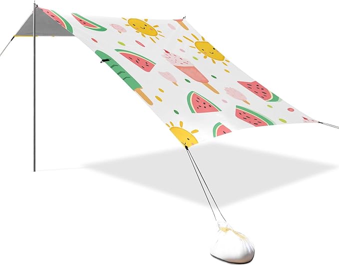 ALAZA Watermelon Popsicle Pattern Beach Tent Sun Shelter Portable Canopy Sunshade for Outdoor Camping Picnics Backyard Fun 10x9 ft