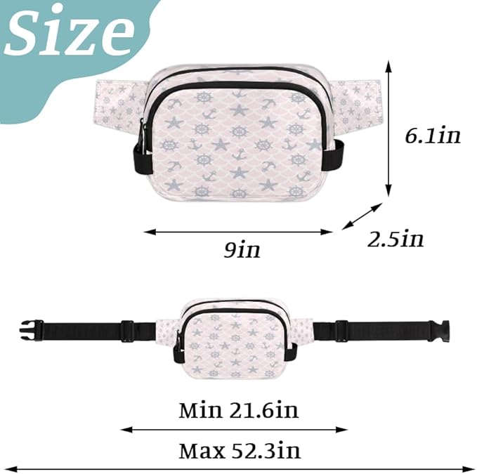 Sketch Starfish Scales Waterproof Fanny Pack for Women Men Adjustable Waist Bag with Double Zipper Pockets Lightweight Square Hip Pack for Running Travel Hiking Workout Cycling
