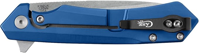 Case XX Pocket Knife EAGLE &amp FLAG BLUE ANODIZED ALUMINUM KINZUA Item #10780 - KINZUA S35VN - Length Closed: 4 3/4Inches