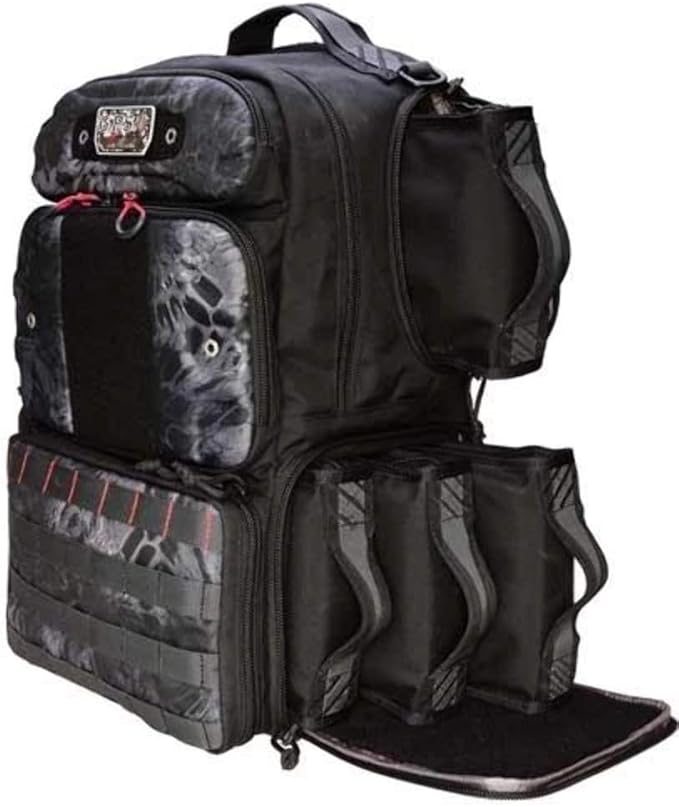 G.P.S. Tactical Tall Range Backpack | Holds 4 Handguns | MOLLE Webbing | Durable Waterproof Stain-Resistant Tactical Gear for Shooting &amp Hunting Prym1 Blackout