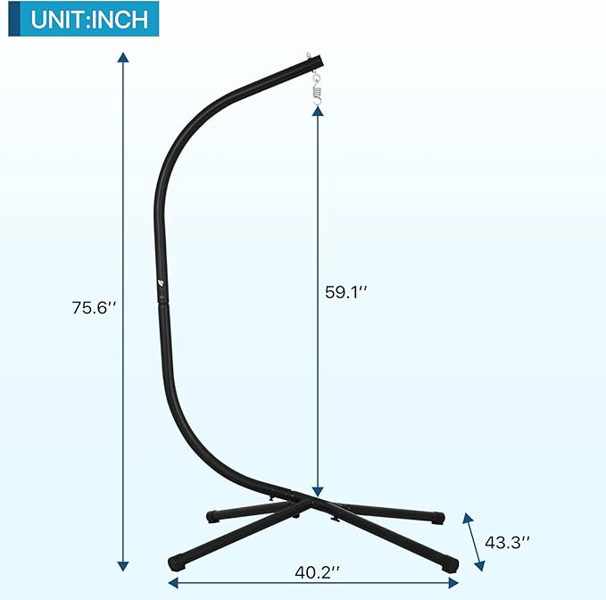 Hammock Chair Rack Portable Heavy Duty Solid Steel Holder Outdoor Indoor Hanging Chair Frame C Mount for Air Porch Swing Chair w/Weatherproof FinishOffset Base360 Degree Rotation-10set