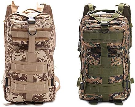 Outdoor Sports Pack Hiking Bag Tactical Rucksack Camo Knapsack Combat Camouflage Tactical Molle 25L 3P Backpack - Tree