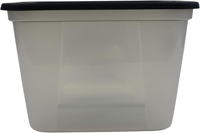 Square Base Storage Tote durable storage in for home or garage with secure snap lid designe for stacking (8 Clear with Ink Lid 20 Gallon)
