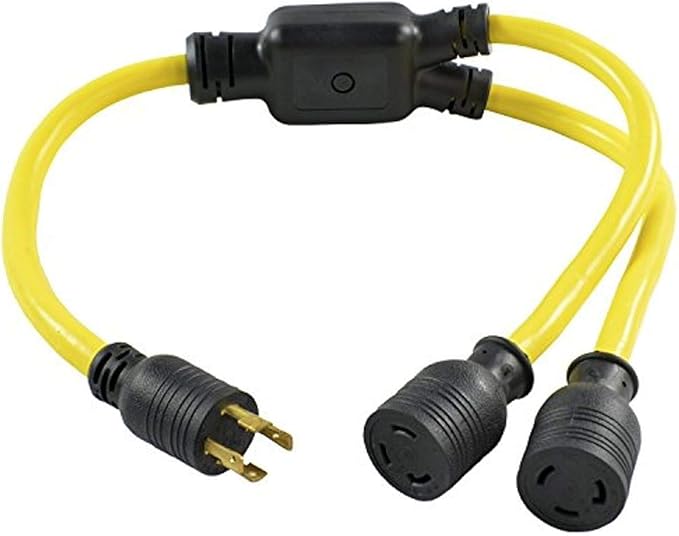 Conntek YL1430530 30-Amp 125/250-volt L14-30P Generator Y-Adapter 4-Prong Male Plug to L5-30 Locking Female Connectors