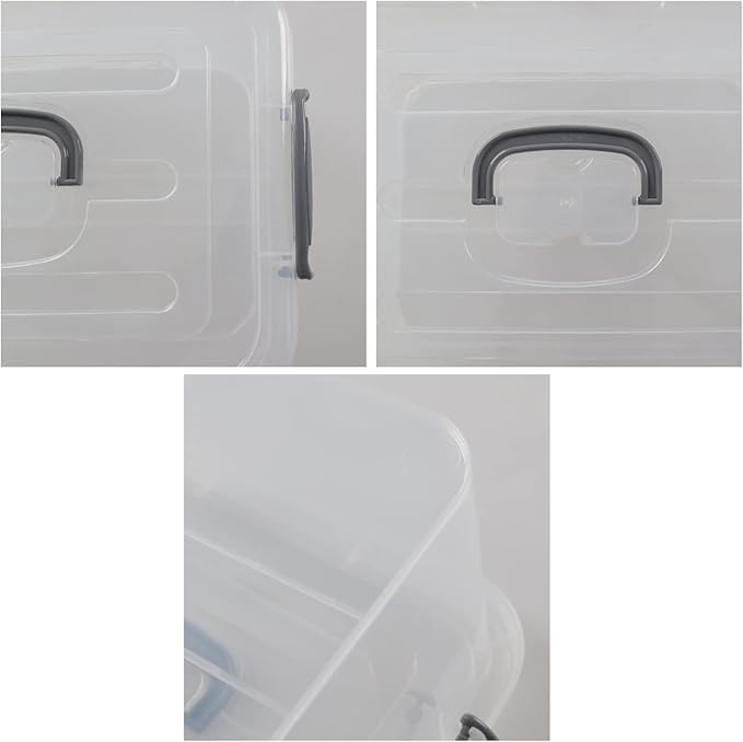8 L Plastic Clear Storage Box 2-Pack Storage Latch Box with Lid