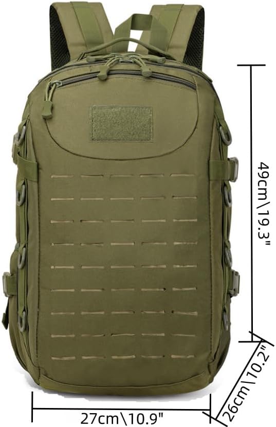 Heavy duty zipper military backpack Outdoor Tactical BackpackNylon canvas Knapsackhiking camping travel Backpack 3-day backpackwater resistant (army green)