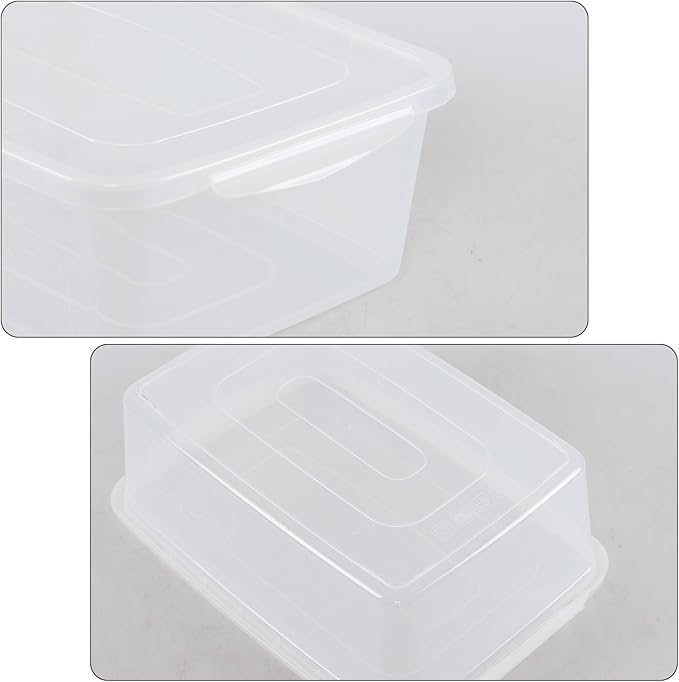 14 Quart Plastic Latching Storage Bin with Lid Clear Stackable Fridge Organizer Box 4 Packs