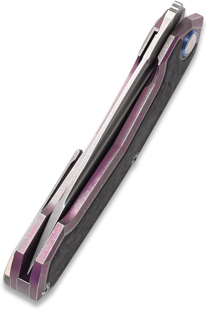 Sitivien ST999 Folding KnifeS35VN Steel Blade with Titanium and Carbon Fiber Handle Frame LockEDC Knife with pocket clip for Outdoor Camping Survival Hiking(Pink)
