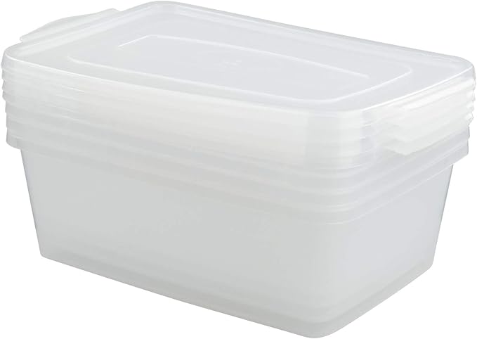 Gloreen 4 Pack Clear Storage Bin 14 Quart Latch Containers Boxes with Lid Clear