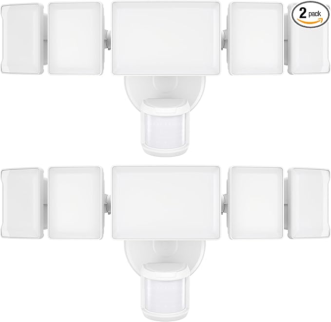 Olafus 130W Motion Sensor Outdoor Lights 13000LM 2 Pack Motion Sensor Flood Light Dusk to Dawn Outdoor Lighting IP65 Waterproof Motion Detector Lights for Outside White
