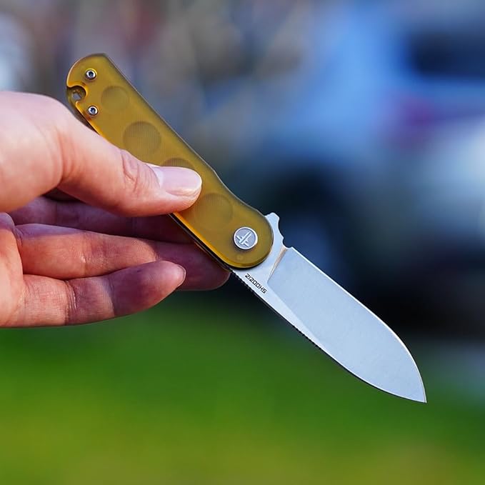 Small EDC Folding Pocket Knife for Man or Woman - 2.59 D2 Steel Satin BladeMini Ultem Handle with ClipClassic Design for Outdoor Camping Hiking &amp Everyday Carry. Han309-JUS