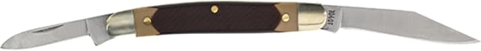 Old Timer 104OT Small Canoe 4.7in Stainless Steel Traditional Folding Pocket Knife with Clip Point and Drop Point Blades Sawcut Handle and Convenient Size for EDC Camping Hunting and Outdoors