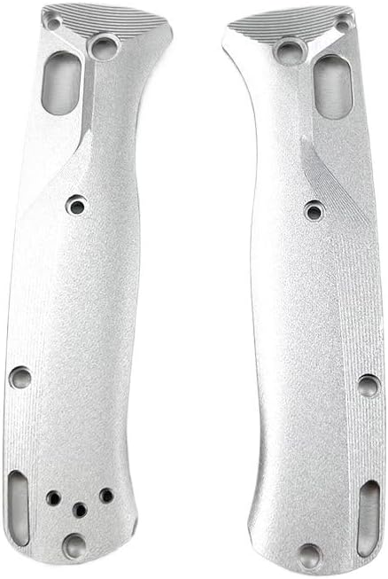 2-Piece Pair CNC Aluminum Alloy Scales Fits for Bugout 535 Blank Handle Patch DIY Replacement in Silver