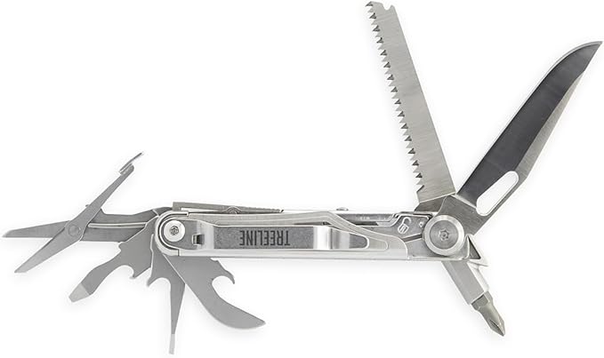 Treeline Multi-Tool – 8-in-1 Compact Outdoor Tool for Hiking Camping &amp Everyday Carry | Lightweight Durable Includes Knife Saw Can/Bottle Opener Scissors.
