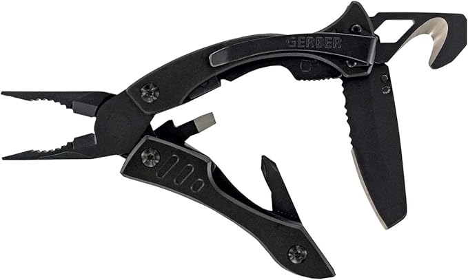 Gerber Gear Crucial EDC Multitool Pocket Knife with Clip and Strap Cutter for Camping and Survival Black