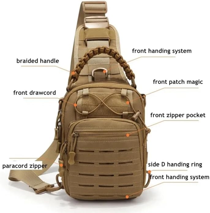 Outdoor Chest Bag Military Tactical Shoulder Bag Sling Backpack Oxford Mountaineering Camping Fishing Hiking Molle Mi