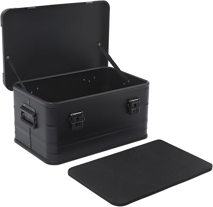 Aluminum Camping Storage Box 13.21 Gal Metal Cargo Case Stackable Box Aluminum box for Logistics Storage Transportation Camping Outdoor Activities Military Purposes (Black 50L/13.21Gal)