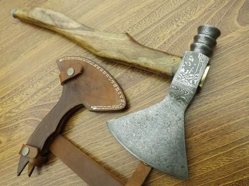 Axe Damascus Steel 21 Rose Wood Handle Axe/Hand Forged Woodsman Axe