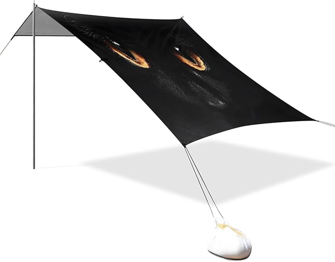 Black Cat Eyes Beach Tent Sun Shelter Set UPF50+ UV Protection 10.5 x 9.19 FT Camping Shade Canopy with Sandbags Sand Anchors Carrying Bag and Others