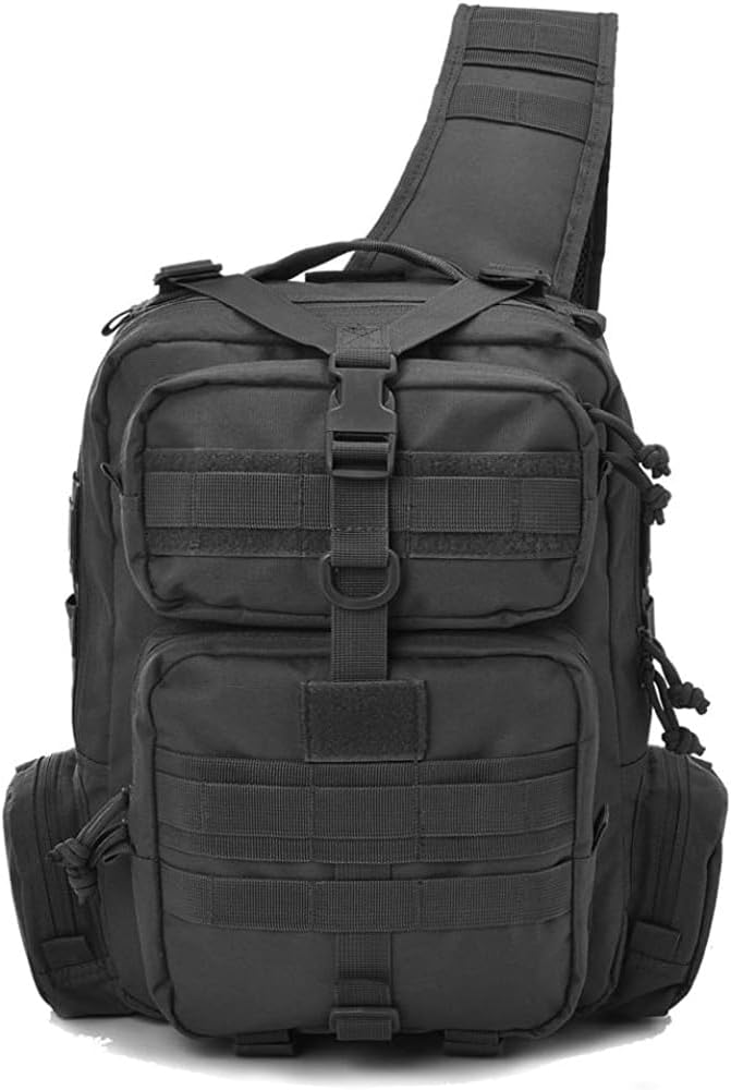 REEBOW GEAR Tactical Sling Bag Military Style Single Shoulder Sling Pack (Style 03-Black)