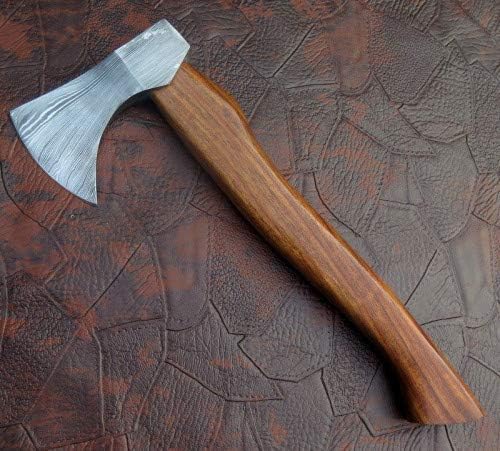 Axe Damascus Steel 13 Rose Wood Handle Axe/Hand Forged Woodsman Axe
