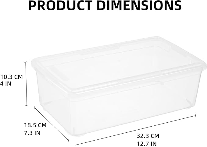 novelinks 12 Pack 6QT Plastic Storage Bins with Lids Stackable Clear Containers with Latches Durable Nestable Boxes for Office Home Garage Shoes Organization