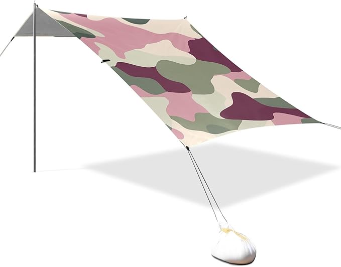 Sage Foldable Beach Tent UPF50+ Easy Setup Large Sun Shelter with Sandbags and Shovel for Camping Picnics Backyard &amp Fishing