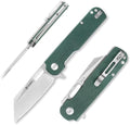 Ganzo G770-GR EDC Folding Pocket Knife Razor Sharp D2 Stainless Steel Blade G10 Handle with Clip Outdoor Foldable Not Automatic Knife Hunting Fishing Hiking Gear Best Gift for Men (Green)