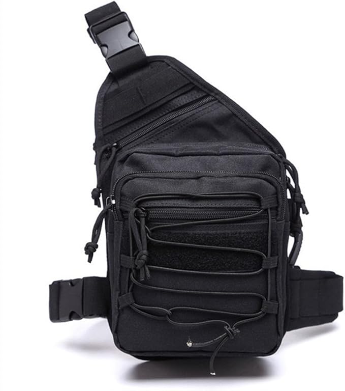 Tactical Shoulder Sling Bag Outdoor Military Small Crossbody Chest Pack Sling Daypack for Men Traveling Trekking Camping Fishing (Black)
