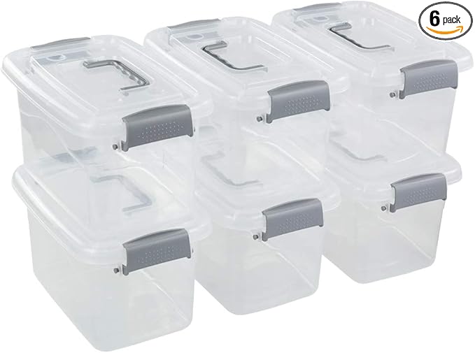 Readsky 5 L Clear Plastic Latch Box with Lids and Handle 6 Packs