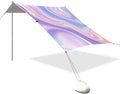xigua Purple Texture Beach Tent Sun Shelter with Carrying Bag - Silver Coated Oxford Fabric Beach Canopy for Beach Camping Fishing - Includes Windproof Ropes Sandbags &amp Stakes