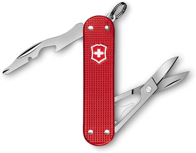 Victorinox Companion Slim Alox Pocket Tool 5 Functions Small with Scissors and Screwdriver Swiss Made - Red