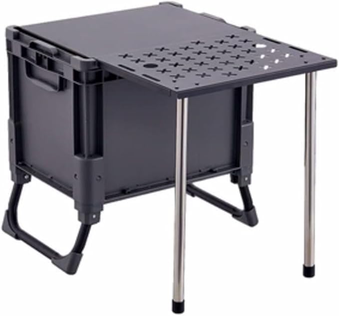 Storage Trunk Outdoor Camping Picnic Barbecue Storage Box Multifunction Folding Table Container with Extended for Garden Home Family Gathering Camping Storage Box(GrisSmall)