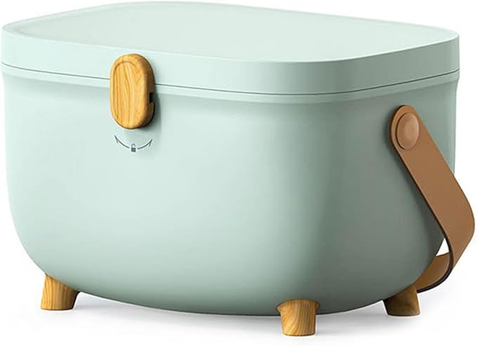 Oval Storage Box Household Double Layer Large Capacity Multicompartment Organizer Box for Home Dorm (Light Green)