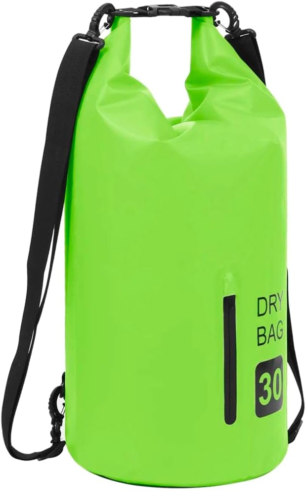 SKM Dry Bag with Zipper Green 30 L PVC (Weight-1KG)