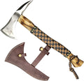 TheBoneEdge 17.5 Hunting Axe Black &amp Brown Leather Wrapped Handle with Sheath