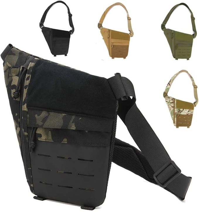 Outdoor Sports Gear Combat Hiking Pack Camouflage Kit Pouch Tactical Chest Sling Bag- Tan