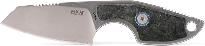 MKM Maniago Knife Makers MIKRO 2 Sheepsfoot Fixed Blade Neck Knife and EDC Tool - M390 Super Steel Full Tang Designed by Jesper Voxnaes Made in Italy (Dark Matter Green)