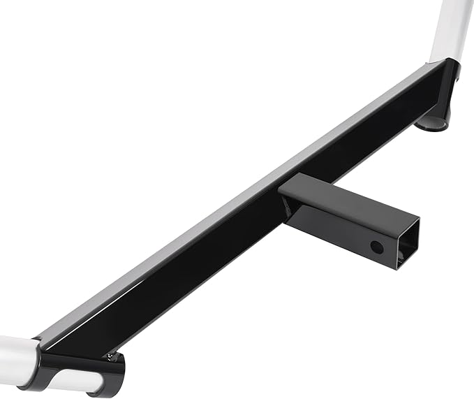 Kojem Hitch Mount Hammock Stand for 2 Vehicle Receiver hitches Class III &amp IV Trailer Hitch Steel Aluminium Powder Coated Stand 300lbs Capacity (Black+Silvery)