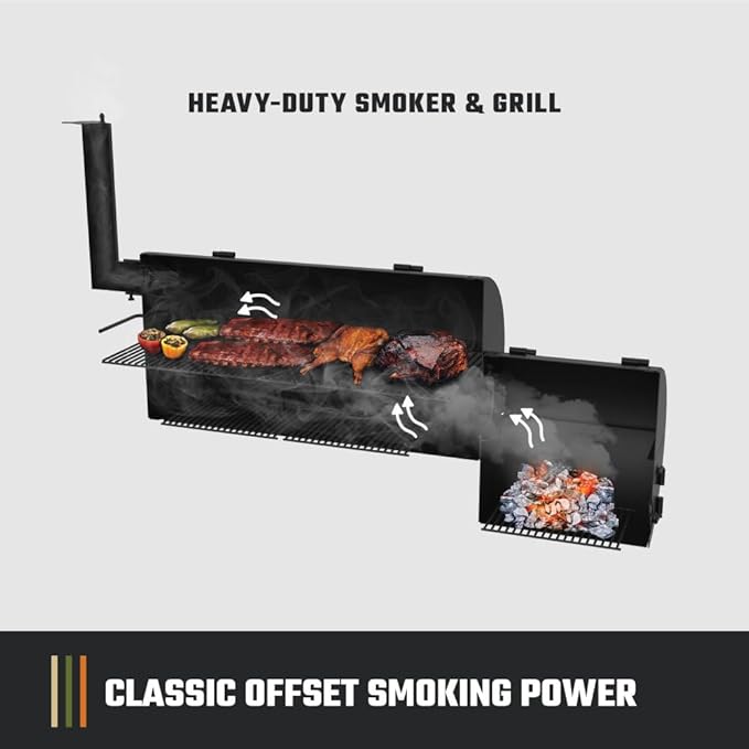Oklahoma Joe's Longhorn Offset Charcoal Smoker and Grill with 1060 sq. in. Cooking Area in Black Offset Smoker Grill
