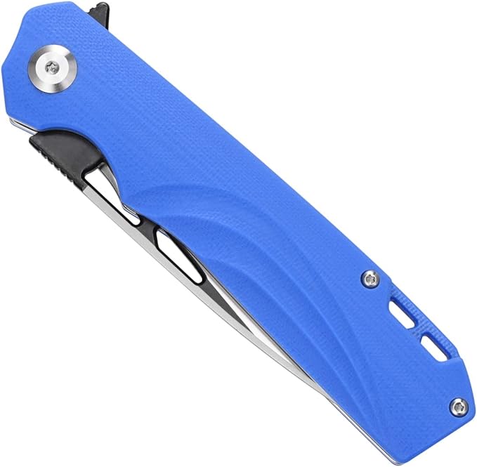 Sitivien ST141 Folding KnifeD2 Steel Blade G10 Handle Pocket Knife EDC Tool Knife for Survival Hiking Camping Fishing(Blue)