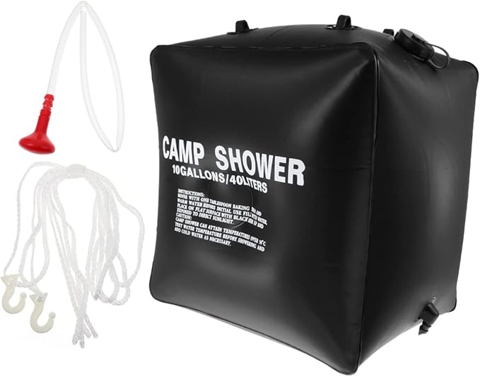 GANAZONO 1set Solar Shower Bag Outdoor Camping Water Heating Pouch for Hiking BBQ Travel and More Material Includes Nozzle and Hose