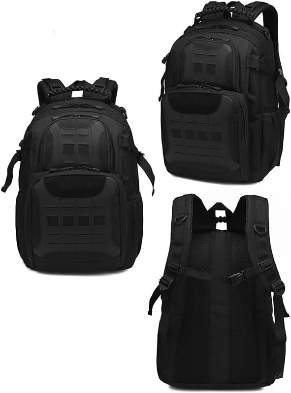 Outdoor Sports Pack Hiking Bag Rucksack Knapsack Combat Camouflage Tactical Backpack- Black Medium