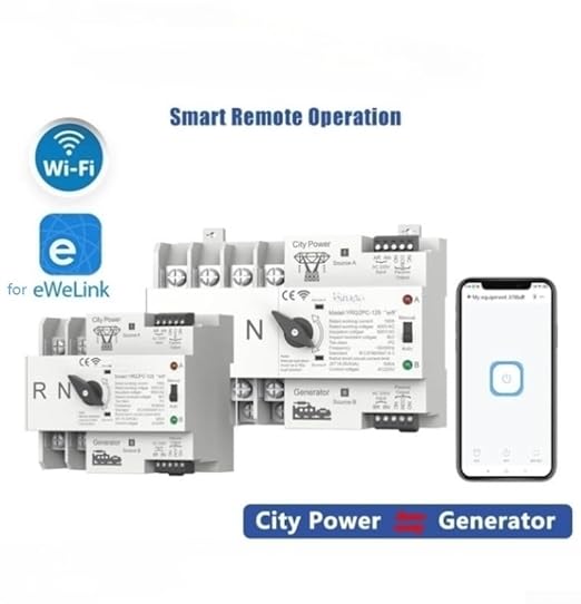 WiFi Smart Dual Power Automatic Transfer Switch 125A AC110V/220V/400V Timer Relay for ATS Electrical Control System